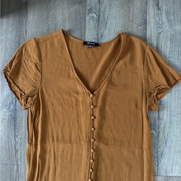 Madewell Burnt Orange Button Down Short Sleeve Dress - Picture 5 of 9
